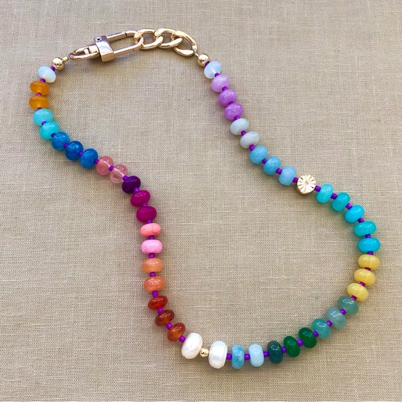 Rainbow🌈 Stone Crystal Candy Necklace - Picture 11 of 13
